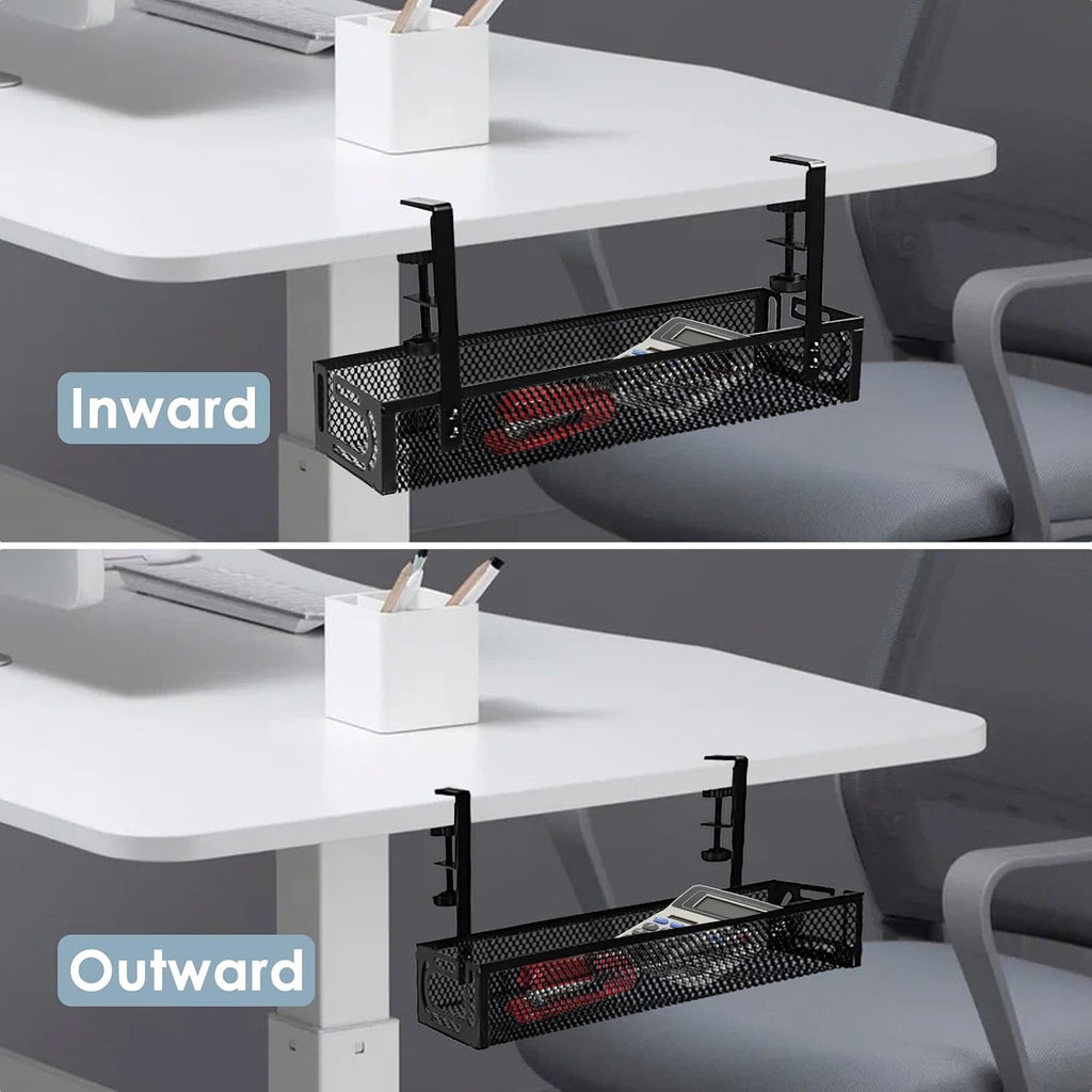 No-Drill Clamp-On Under-Desk Cable Management Tray