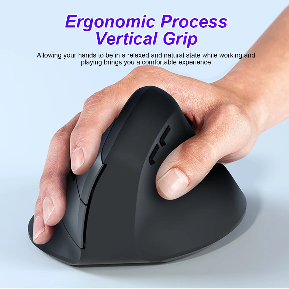 Vertical Ergonomic Wireless Mouse Rechargeable Bluetooth 2.4G USB Mice 1600DPI 6 Mute Buttons for Macbook Tablet Laptop Computer