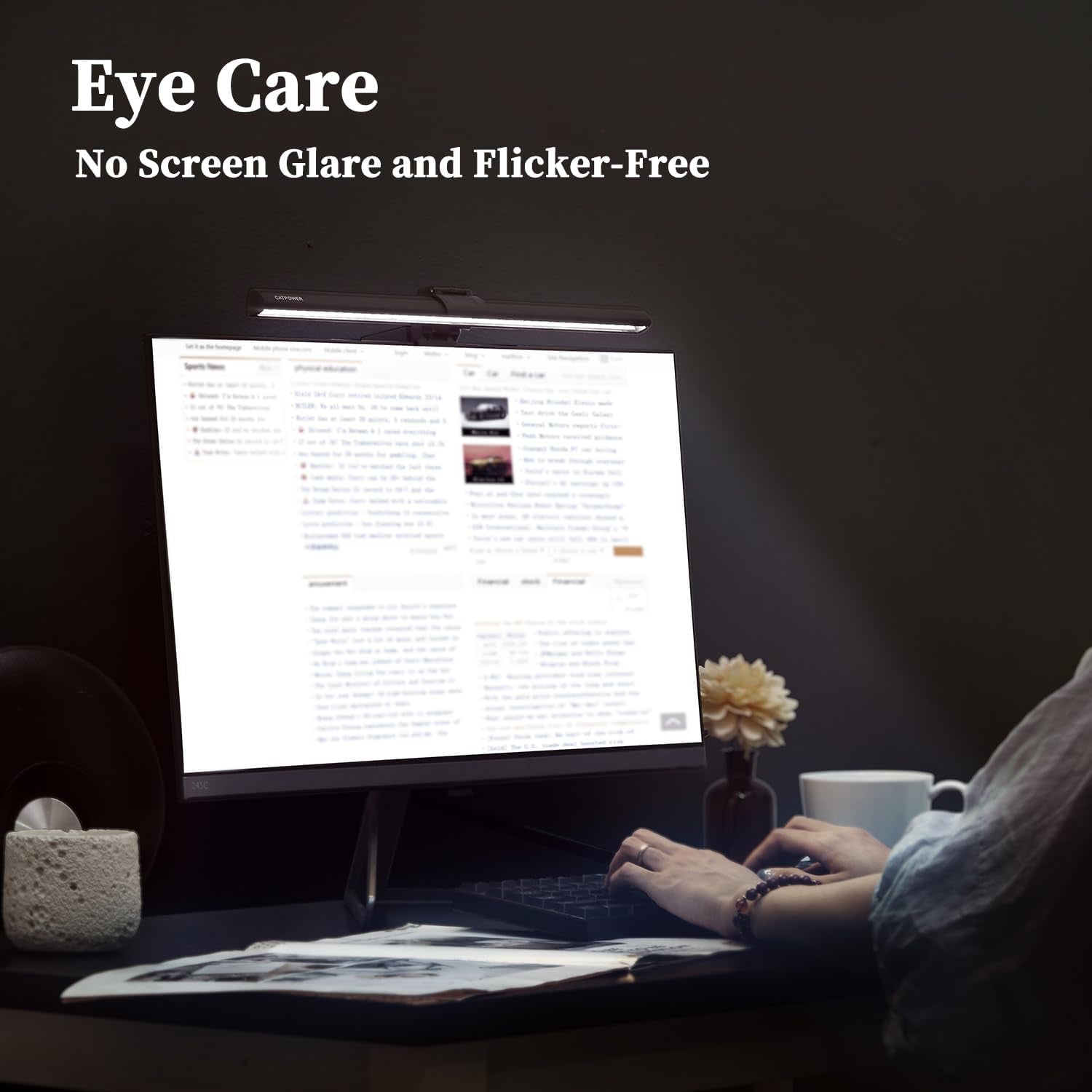 Computer Monitor Light Bar, LED Screen Light | Dimmable, Button Control, for Desk/Office/Home/Game, Eye Caring