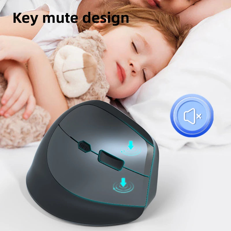 Vertical Ergonomic Wireless Mouse Rechargeable Bluetooth 2.4G USB Mice 1600DPI 6 Mute Buttons for Macbook Tablet Laptop Computer