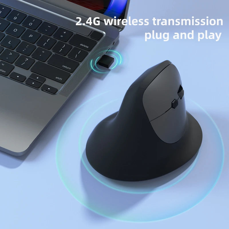 Vertical Ergonomic Wireless Mouse Rechargeable Bluetooth 2.4G USB Mice 1600DPI 6 Mute Buttons for Macbook Tablet Laptop Computer