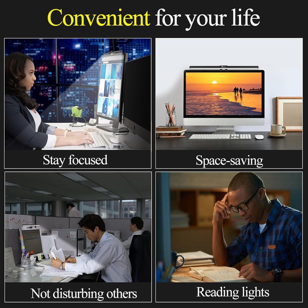 Computer Monitor Light Bar, LED Screen Light | Dimmable, Button Control, for Desk/Office/Home/Game, Eye Caring