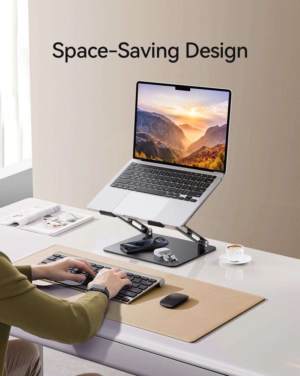 ST05 Laptop Stand Adjustable Aluminum Laptop Stand for Desk Ergonomic Computer Riser Sturdy Notebook Stand Laptop within 10-17”