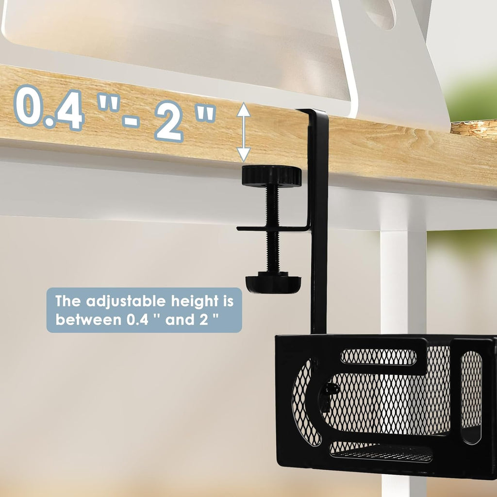 No-Drill Clamp-On Under-Desk Cable Management Tray